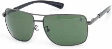 Óculos de Sol Aviador Unissex Polo London Club Retangular com Lentes em Policarbonato UV400, com Case em Couro ECO