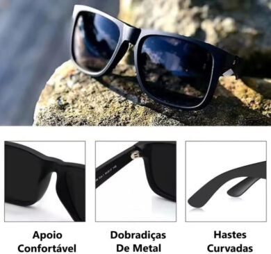 Óculos de Sol Quadrado Casual Unissex Polarizado Premium